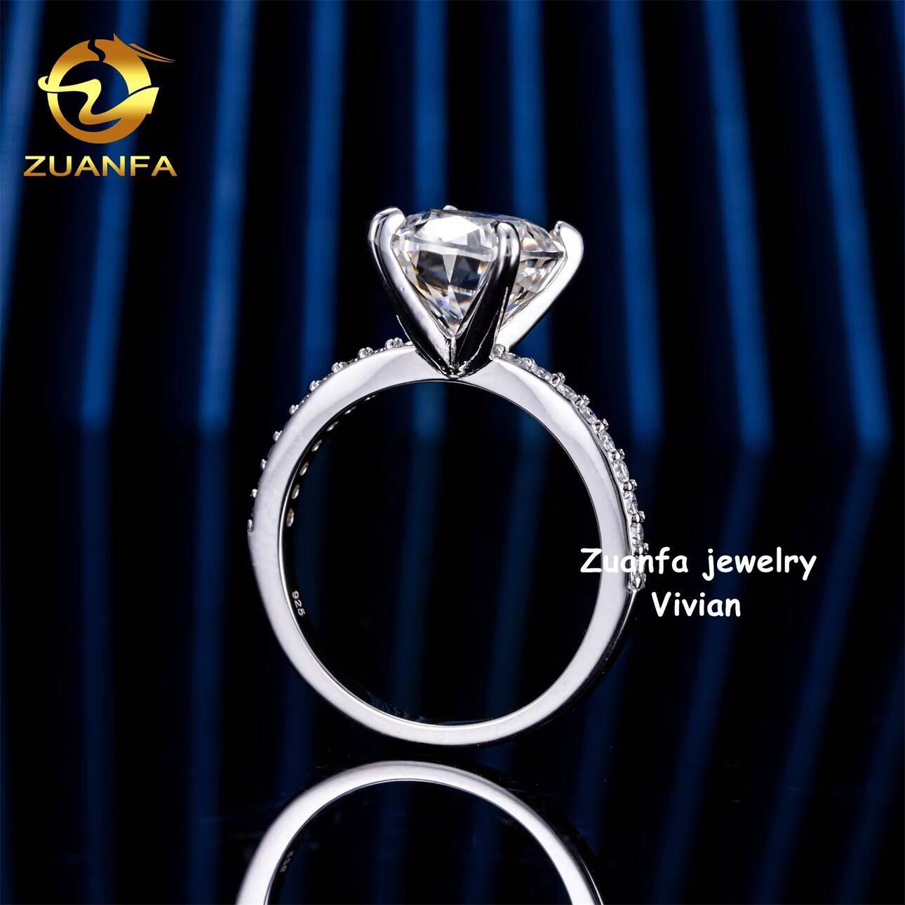 Luxury Sterling Silver 925 GRA Certificated VVS Moissanite Diamond Iced Out Women Wedding Rings Pass Diamond Tester