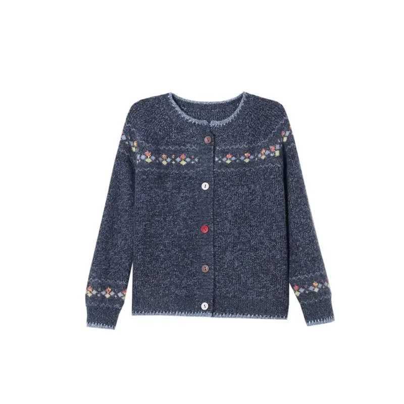 2024 New Sweater Coat Ladies Retro Jacquard Knitwear Cardigan Jacket Early Spring Autumn WesternStyle Outerwear Loose Women TopT251028