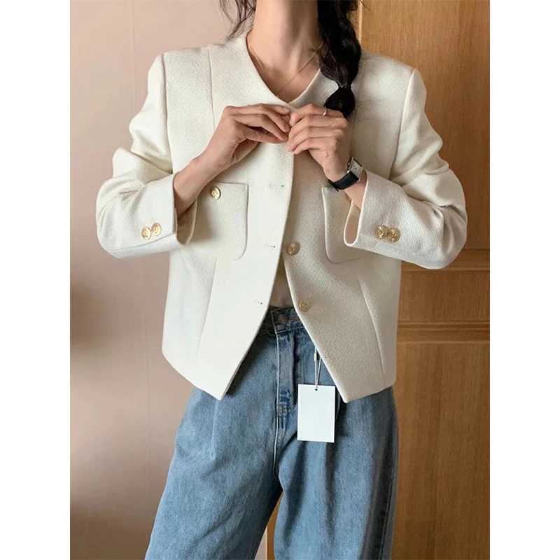 MEXZT Elegant Cropped Tweed Jacket Women Fashion Black Long Sleeve Coats Fall Winter Korean Single Breasted Short Outerwears New Y251105