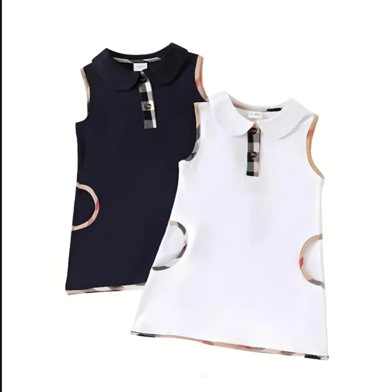 Kids Girl's Dress Summer Designer Dress Baby Girl Teddy Bear Print With Short Sleeves A Line Skirt