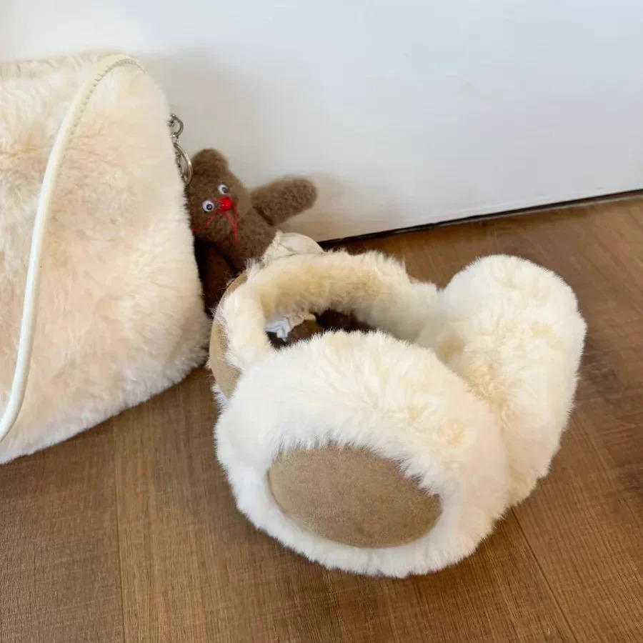 Fashion Plush Ear Muffs Foldable Thicken Wool Ear Cover for Women Men Winter Warm Suede Earflap Outdoor Cold Protection Earmuffs 251029