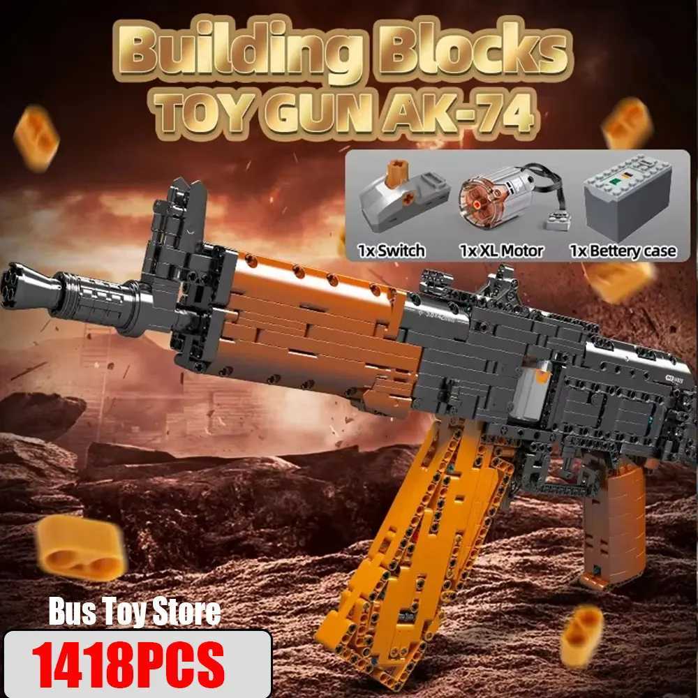 Ww2 Military Gun Technical Motorized AK47 Gun Building Toys Mould King Building Blocks Weapon Bricks Toys Set for Boys Gifts X251029
