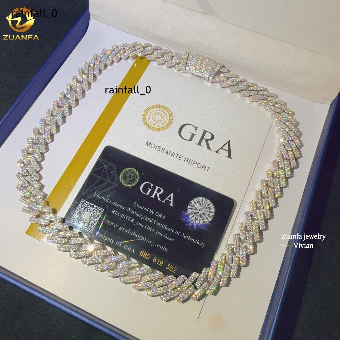 Fashion Sterling Silver 925 135mm VVS Moissanite Diamond Buss Down Moissanite Hip Hop Jewelry Cuban Link Moissanite Necklace