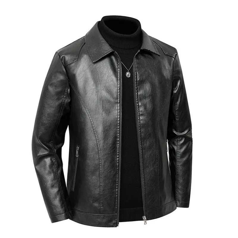 Mens Fall Winter PU Leather Jackets 2025 Mens Turn Down Collar Motorcycle Leather Jacket Mens Brown Casual Jackets Big Size 8XLT251029