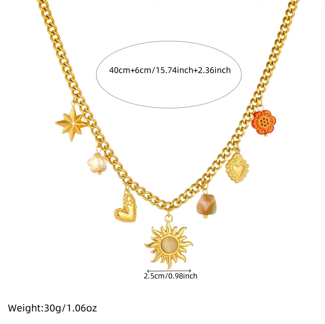 DIEYURO 316L Stainless Steel Sunflower Heart Star Crystal Pendant Necklace Bracelet Set Lady Fashion Jewelry Glamorous 251024