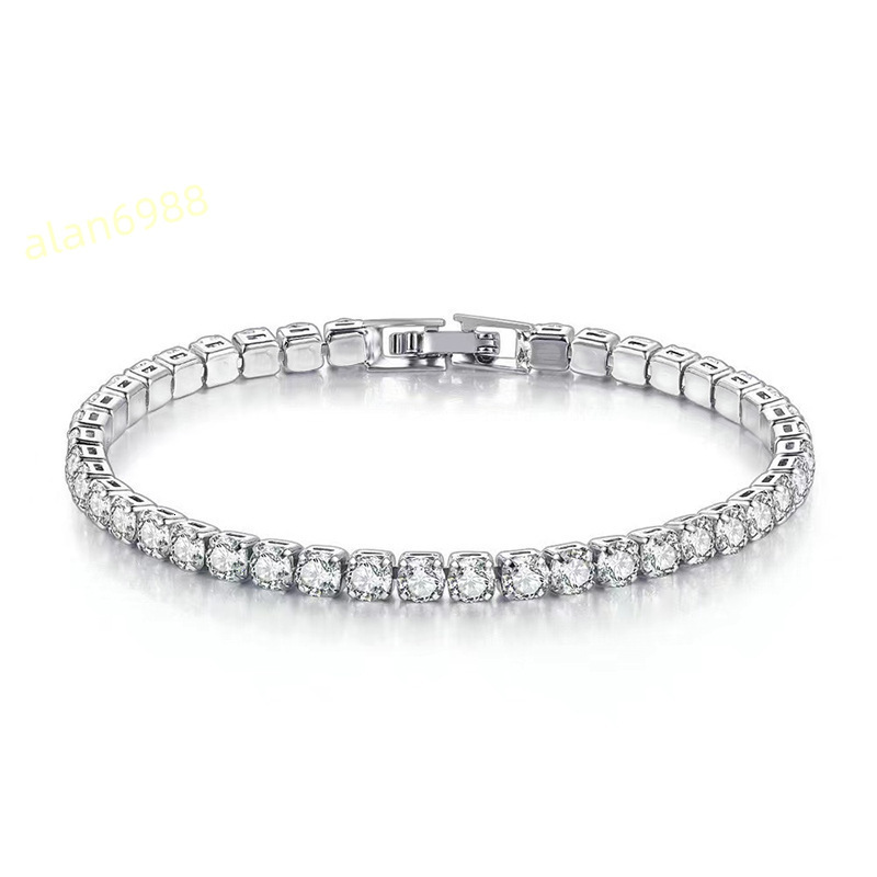 Unisex Sense Outfit Dignified Singlerow Tennis Chain S925 Sterling Silver Moissanite VVS Diamond Bracelet Bangles Jewelry