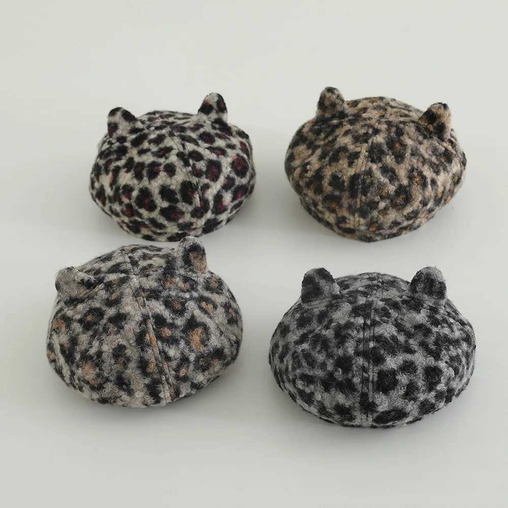 2025 Autumn Winter Leopard Print Warm Rabbit Fur Octagonal Hats For Baby Boys Gilrs Berets Painter Hat Beanie Caps251028