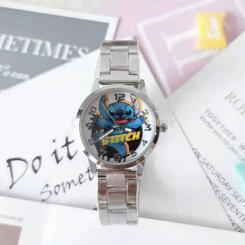 Disney New Stitch Childrens Watch Stainless Steel Band Waterproof Student girls boys Waterproof Cartoon Quartz Watch kids gifts H251029