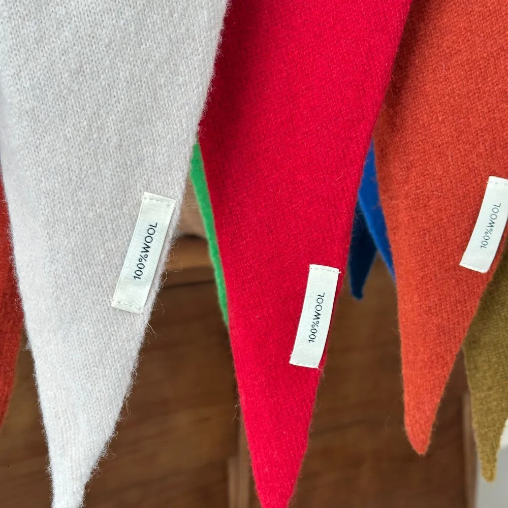 100 Wool Winter Scarf For Women Warm Triangle Knit Scarves Hijab Solid Lady Shawl Wrap Female Pashmina Bandana Head Scarfs 251029