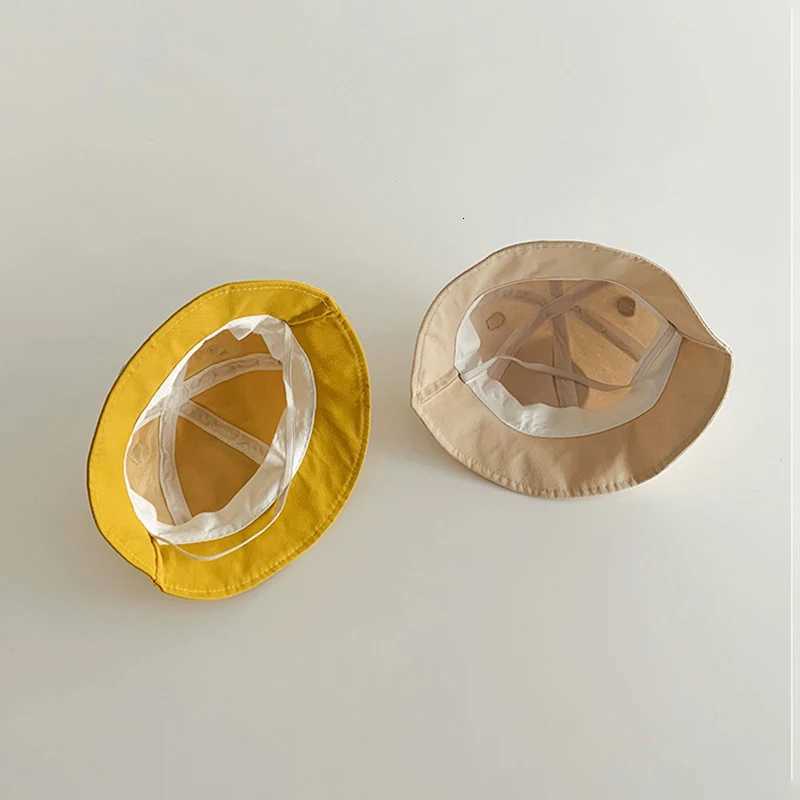 Cartoon Bear Baby Bucket Hat Solid Color Ear Infant Fisherman Cap Kawaii Embroidered Widebrim Kids Boy Girl Panama Sun Hats251028