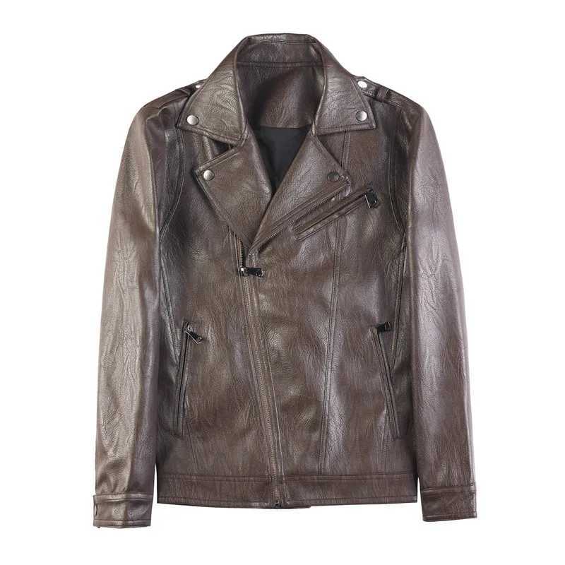 Vintage Leather Jacket for Men Fashion Zipper Motorcycle Bike Jacket Fashion Streetwear Social Casual Lapel PU Leather CoatsT251029