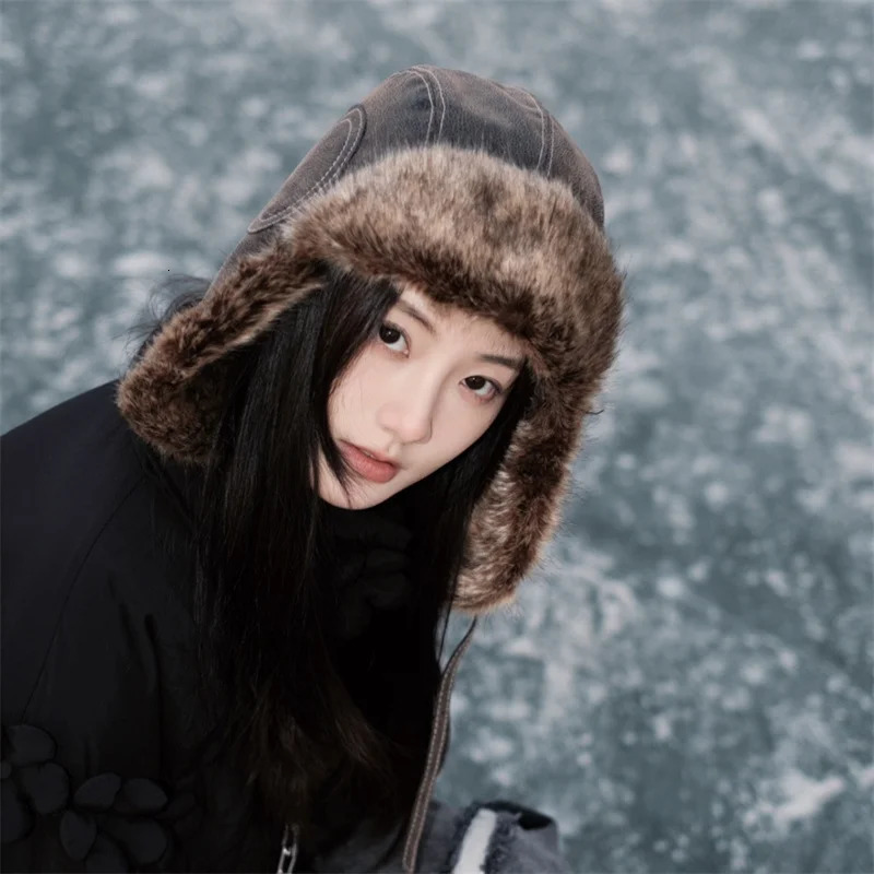 Unisex Winter Ushanka Hat Trapper Trooper Earflap Warm Faux Fur Leather Waterproof Ski Hat Bomber Cap Ear Protectors Hat 251029