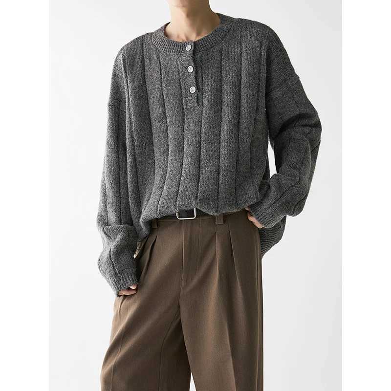 Fashion Vertical Stripe Loose Knitted Cardigan with Relaxed Vibe Textured Individuality Unisex Sweater J251029