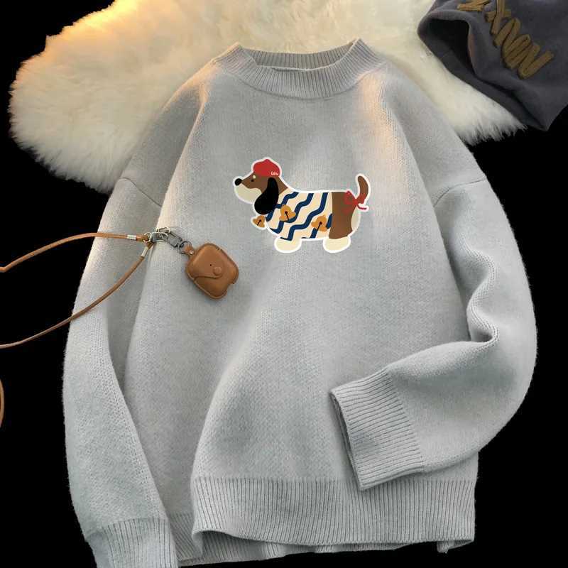 Mens Oversized Sweaters Autumn White Knitted Sweater Fashion Dog Print 5XL Casual Wear for Man Knit Pulloves Men Clothes J251029