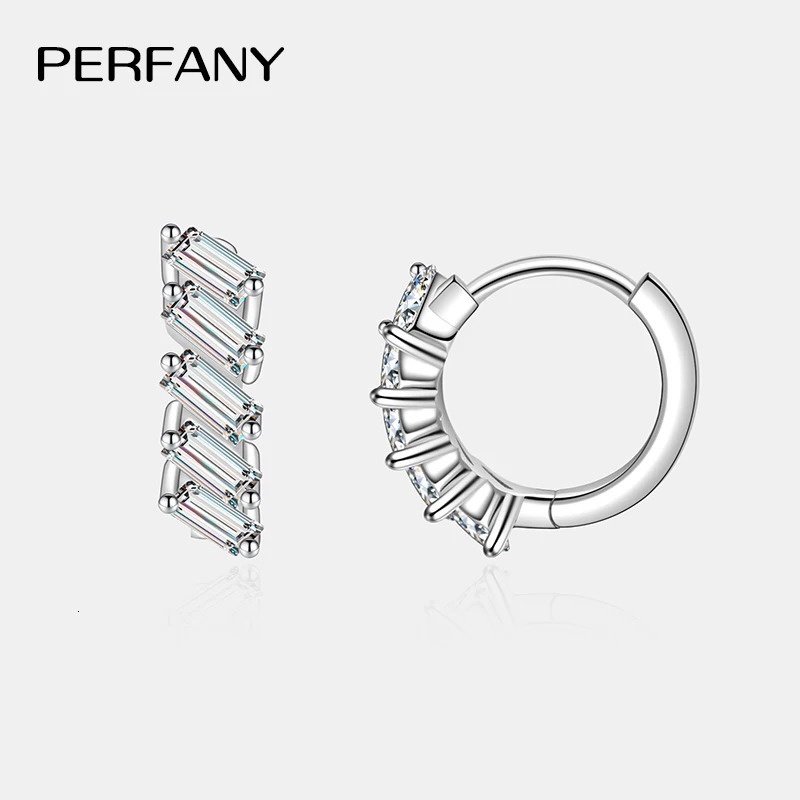 PERFANY 15CT Emerald Cut All Hoop Earrings 100 Pure Silver Laboratory Diamond Wedding y Jewelry 251013