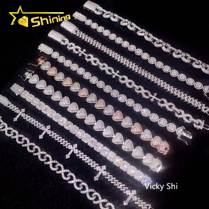 Hip Hop VVS Moissanite Cuban Bracelet Collection Fine Jewelry 925 Silver Women Men s Luxury Bracelet Daily Wear