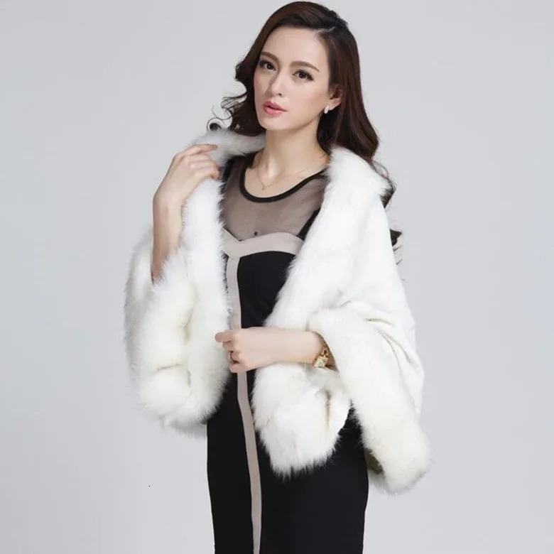 Autumn Winter Female Cloak Fur Cloak Cape Wool Collar Ponchos Women Capes Coffee 251029