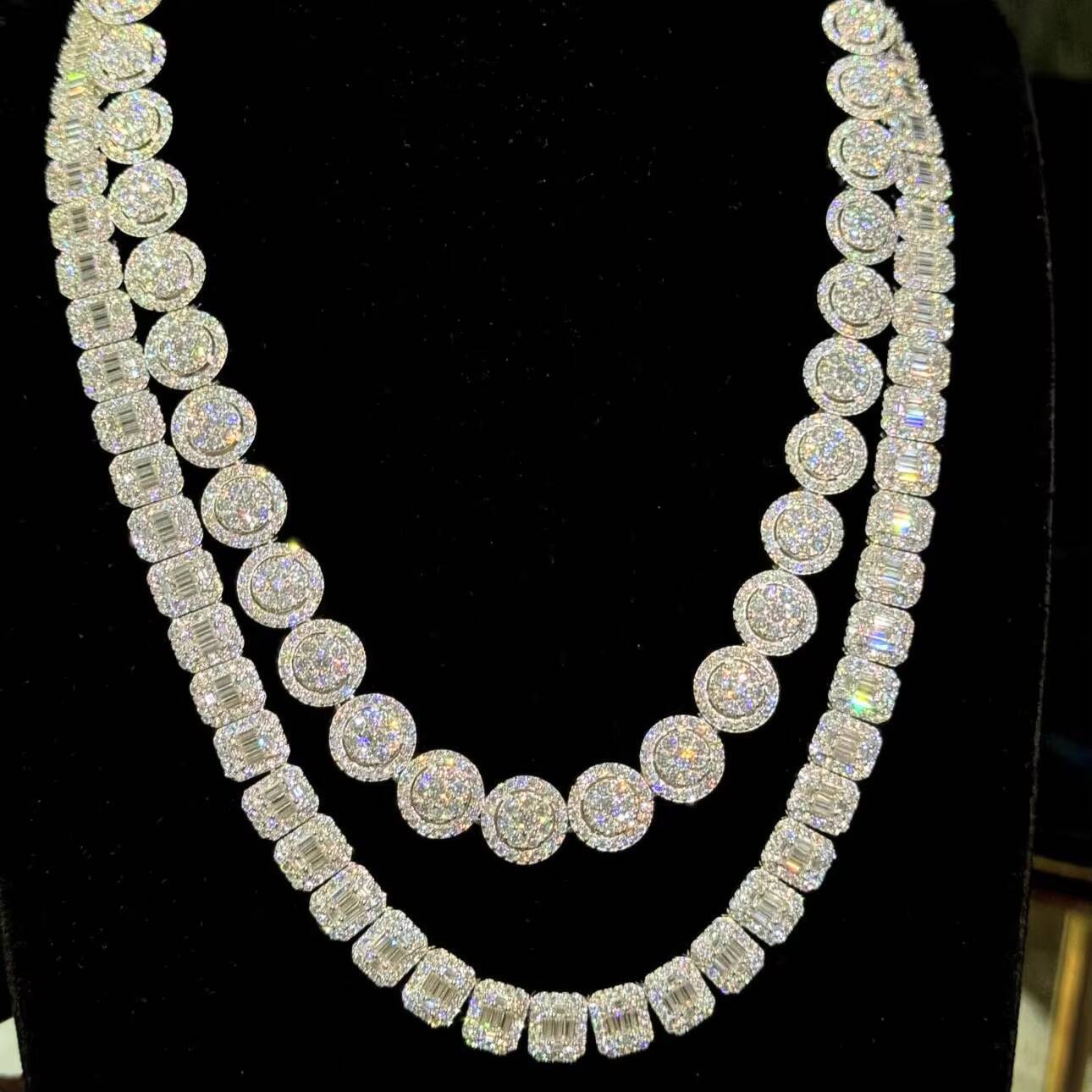 Sterling Silver 925 Necklace Vvs Moissanite Hip Hop Iced Out Jewelry Tennis Bracelet Chain