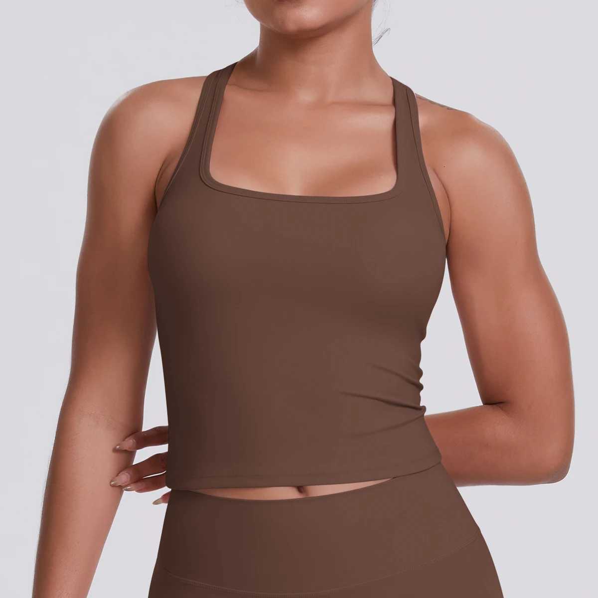 Yoga Vest Seamless Running Top Tank Top Short Sleeve Ishape Backless Gym Workout Top Solid Color Nylon Fitness TopXJ251029