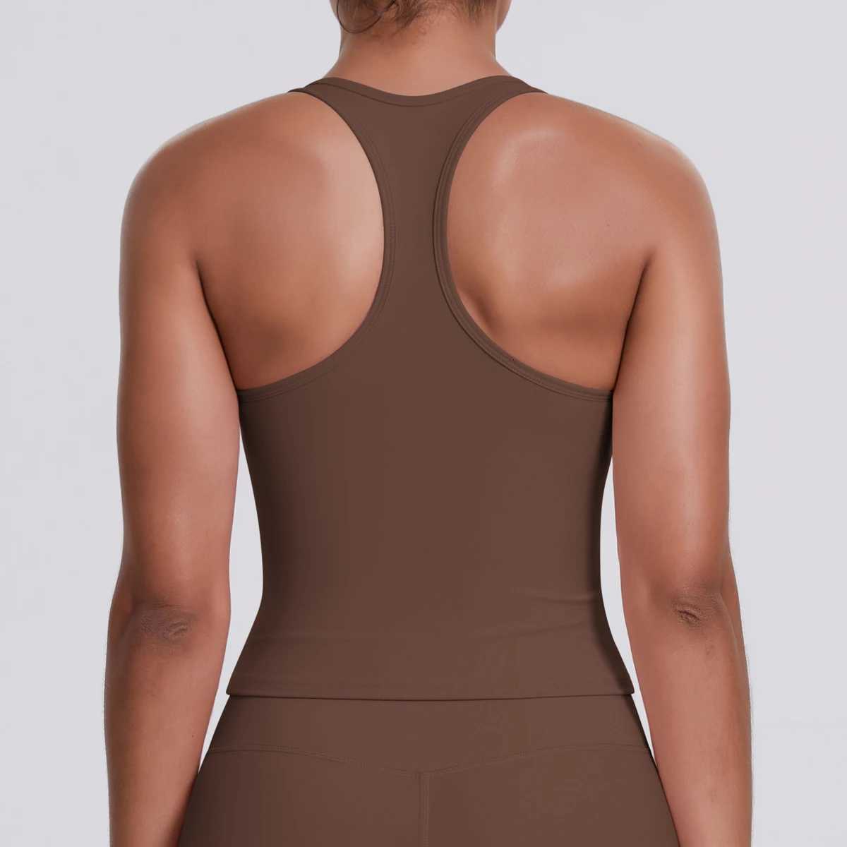 Yoga Vest Seamless Running Top Tank Top Short Sleeve Ishape Backless Gym Workout Top Solid Color Nylon Fitness TopXJ251029