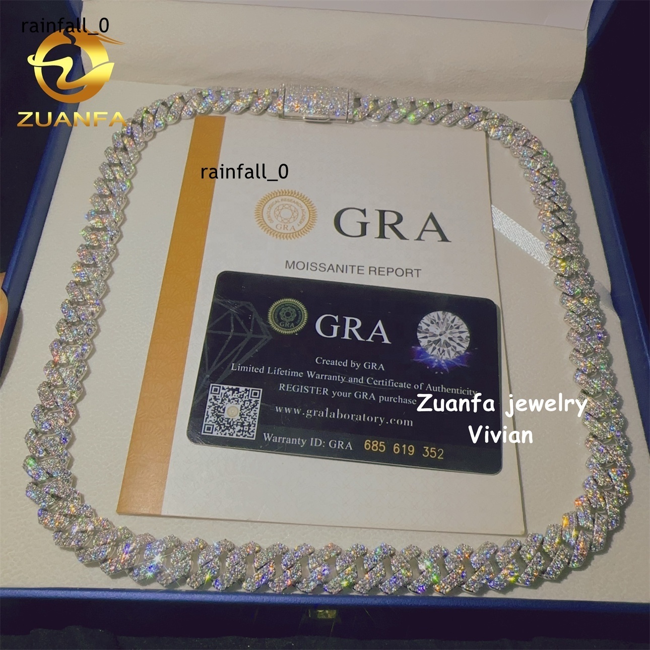 Pass Diamond Tester VVS Moissanite Diamond Buss Down Sterling Silver 925 Hip Hop Jewelry 12MM Cuban Link Moissanite Necklace