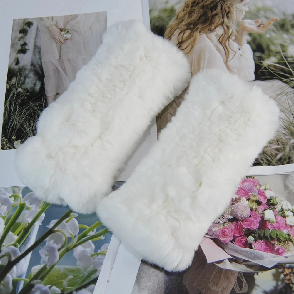 Winter Real Fur Golve Women Outdoor Warm 100 Real Rex Rabbit Fur Gloves Knit Thick Natural Soft Rex Rabbit Fur Mittens 251029