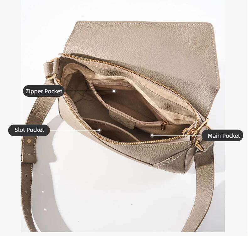 Fashion Genuine Leather Shoulder Women Casual Tote Underarm Commuter Bag Gray Handbag