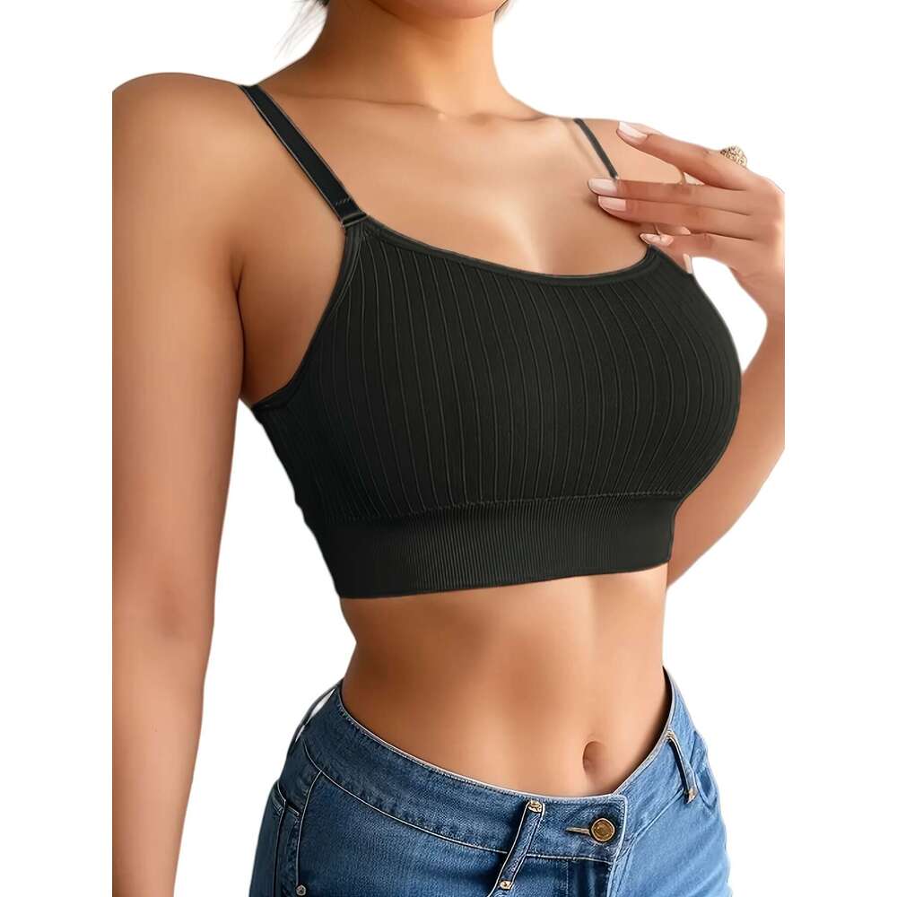 6pcs Women's with Adjustable Straps & Removable Padded Cups Non-Padded Black, White, Grey, Navy, Brown, Purple Seamless Design, Options, Comfort 