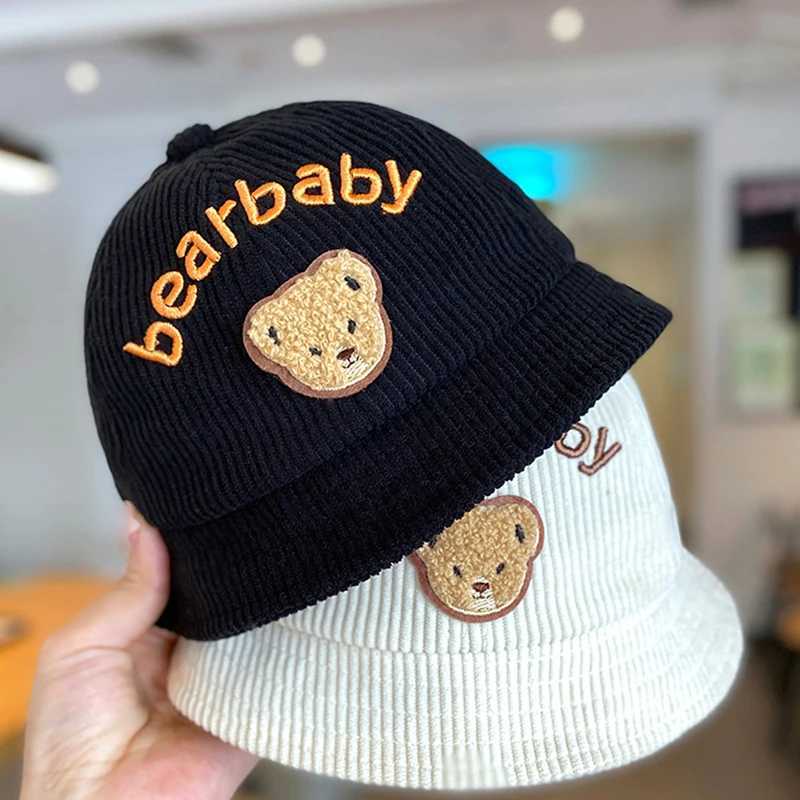 Autumn Corduroy Baby Fisherman Cap Cute Cartoon Bear Kids Basin Caps 624M Boys Girls Outdoor Sunshade Visors Toddler Bucket Hat251028