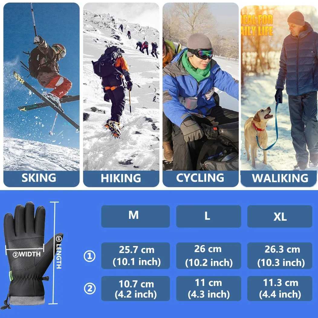 ZHUOHUA Winter Waterproof Ski Snow Warm Gloves for Women Men Windproof Cold Weather Thermal with Touchscreen All Fingers J251029