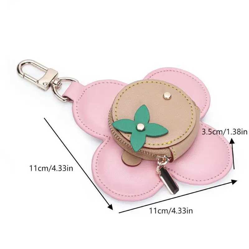 Cute Sunflower Coin and Earphone Mini Purse in Genuine Leather as Decorative KeychainW251029