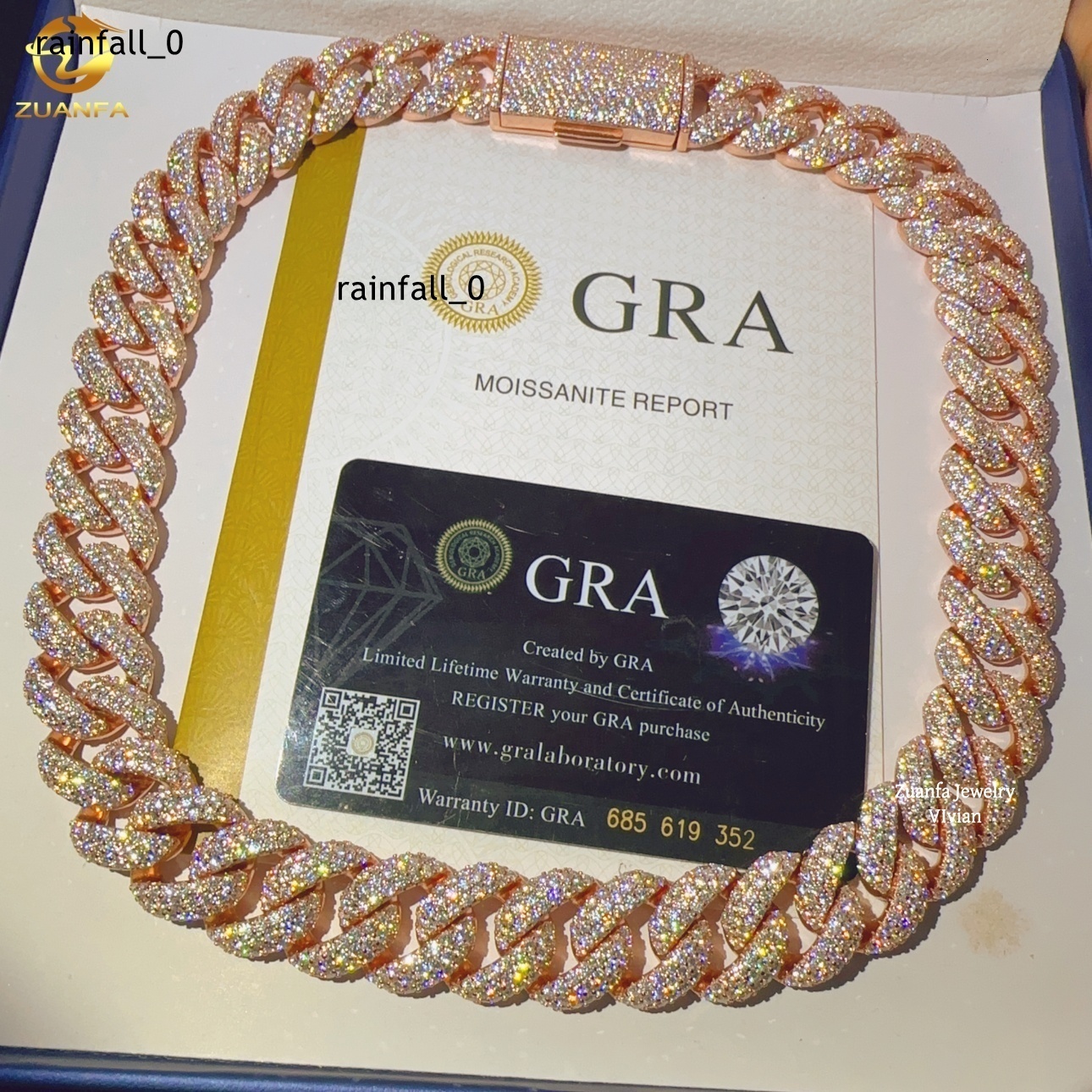 D Color VVS Moissanite 18mm Buss Down Pass Diamond Tester Iced Out Fine Diamond Sterling Silver 925 Cuban Link Chain Necklace