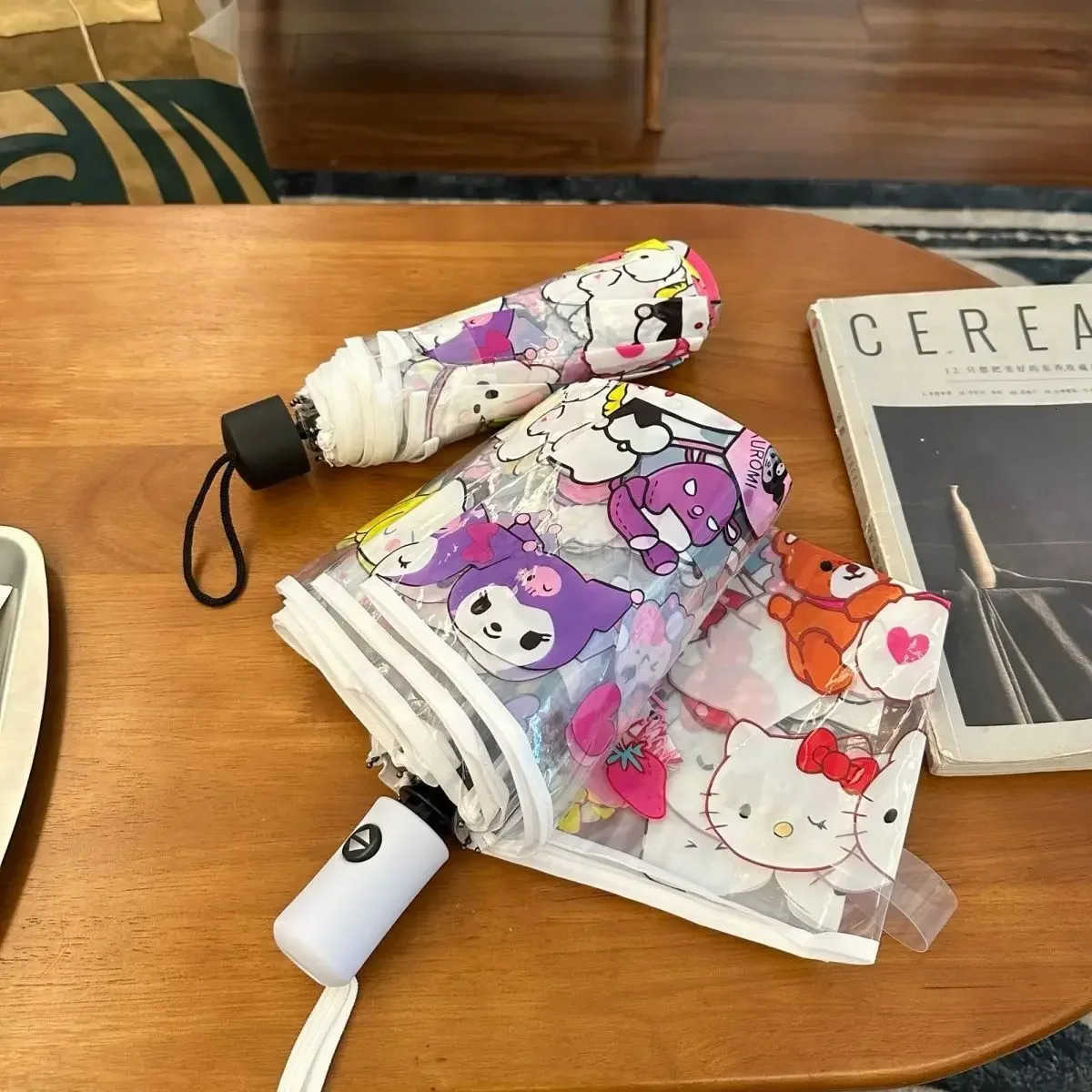 Sanrio sanrio transparent umbrella cartoon kuromi folding fully automatic opening and closing umbrella cute parasol creativity gift L251029