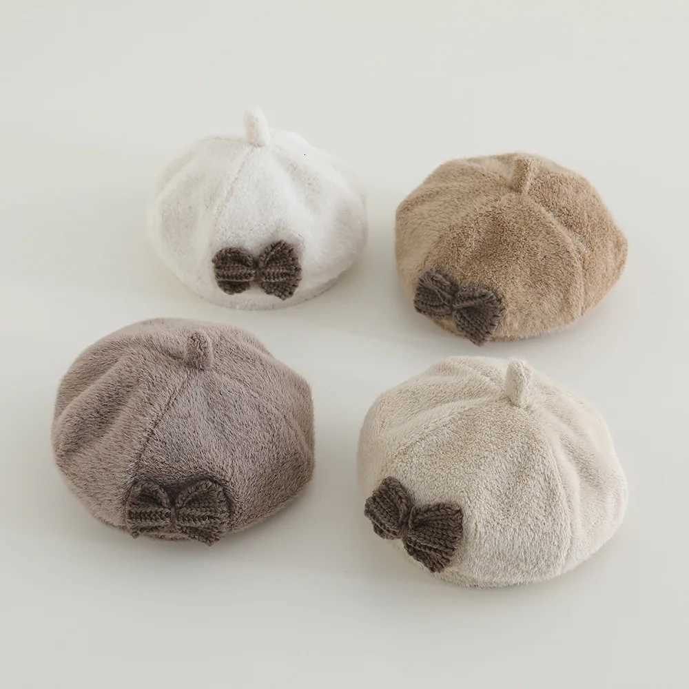 Childrens Knitted Woolen Beret Hat Princess Style Autumn Winter New Arrival Candy Color Painter Hat for Baby Girls251028