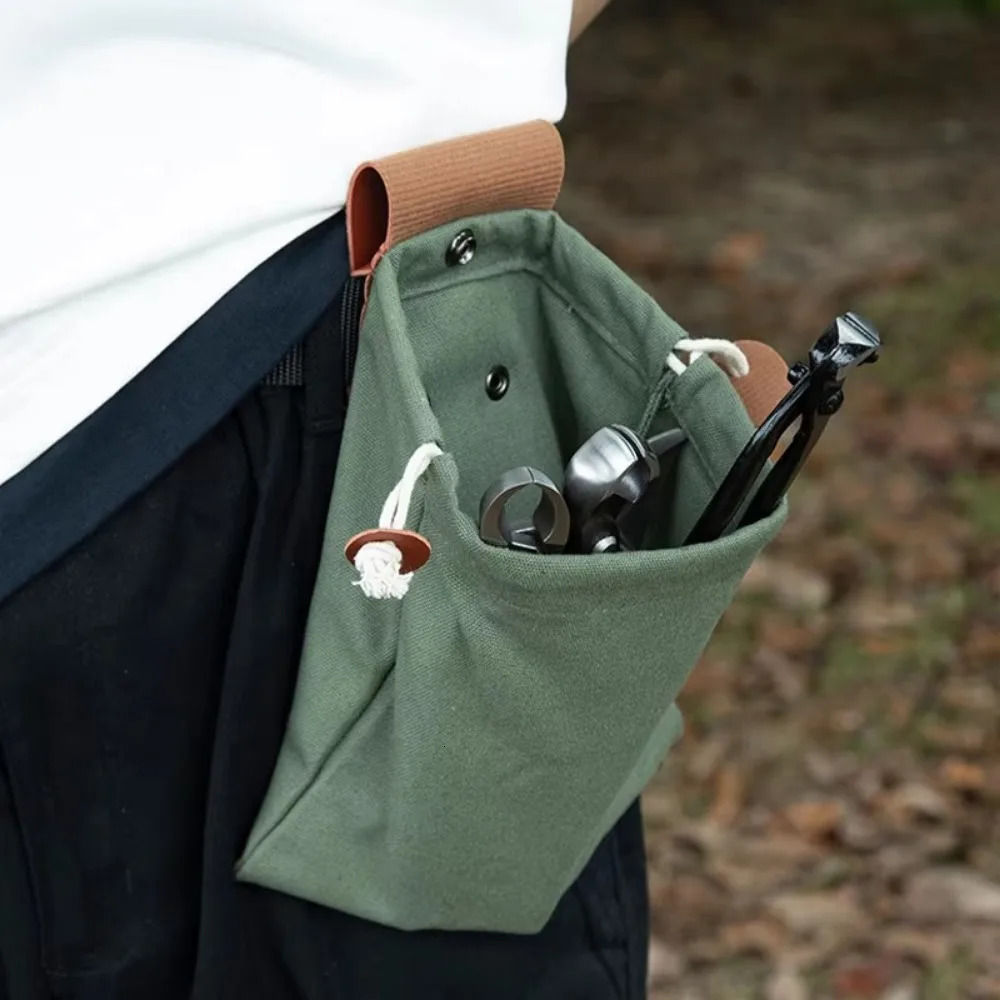 Portable Outdoor Waist Bag PU Leather Foldable Sports Bag Hanging Tool Bag Organizer Bag 251021