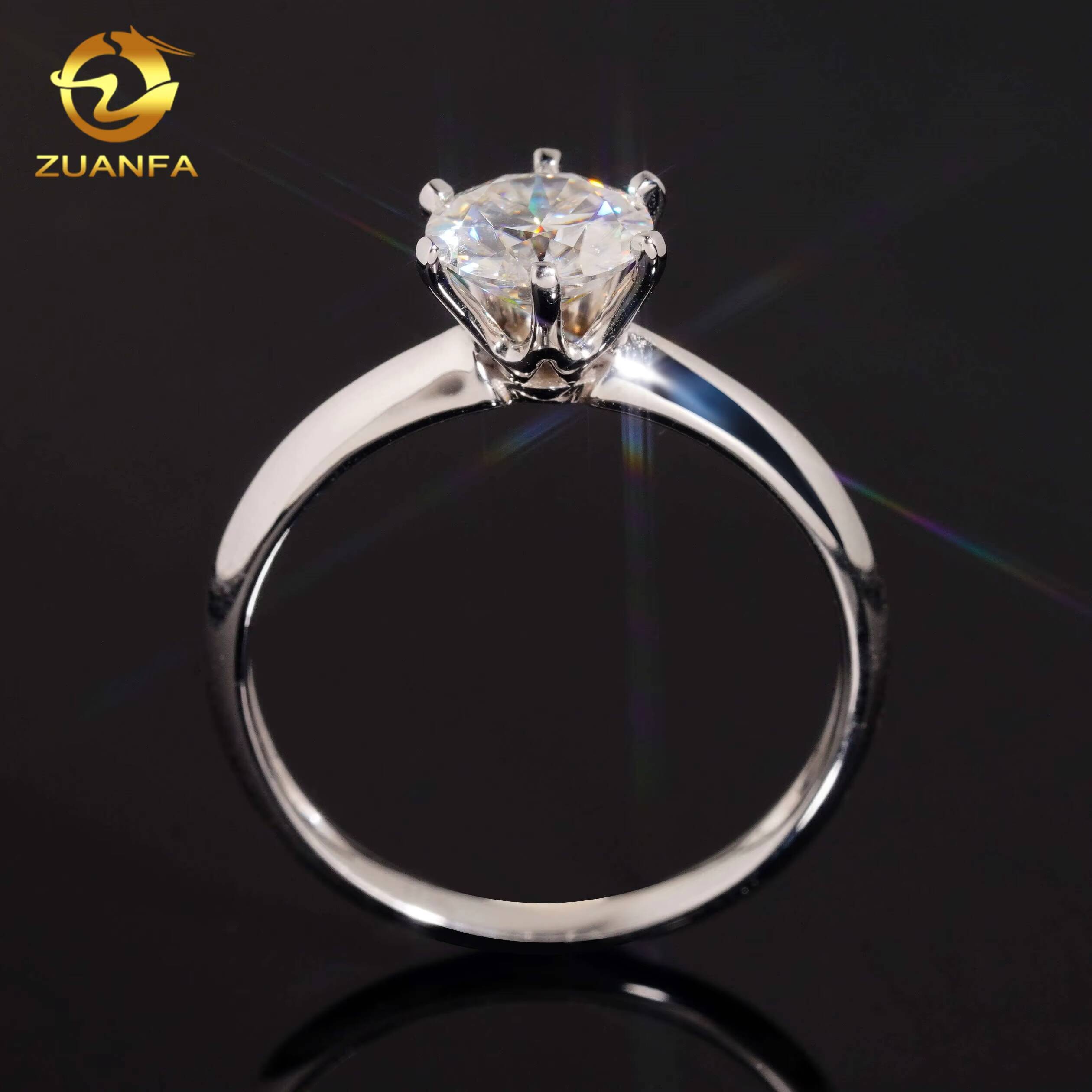Custom Classical 6prongs Brilliant Cut Moissanite Pass Diamond Test 10K 14K 18K RoseYellowWhite Gold Wedding Engagement Ring
