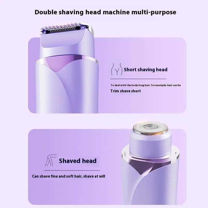 Multifunction epilator for women double razor head USB rechargeable face beard legs body underarm bikini electric shaver J251117