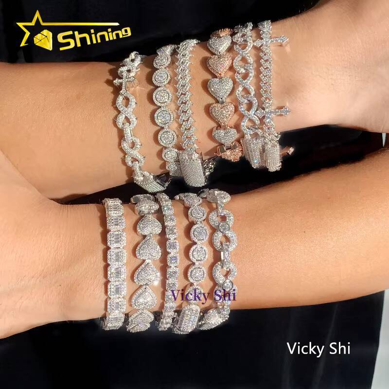 Hip Hop VVS Moissanite Cuban Bracelet Collection Fine Jewelry 925 Silver Women Men s Luxury Bracelet Daily Wear