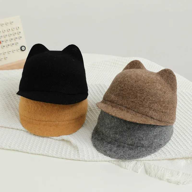 Cartoon Kids Wool Equestrian Hat Spring Winter Warm Children Duckbill Cap 26year Girls Boys Sunshade Visors Fashion Baby Fedora251028