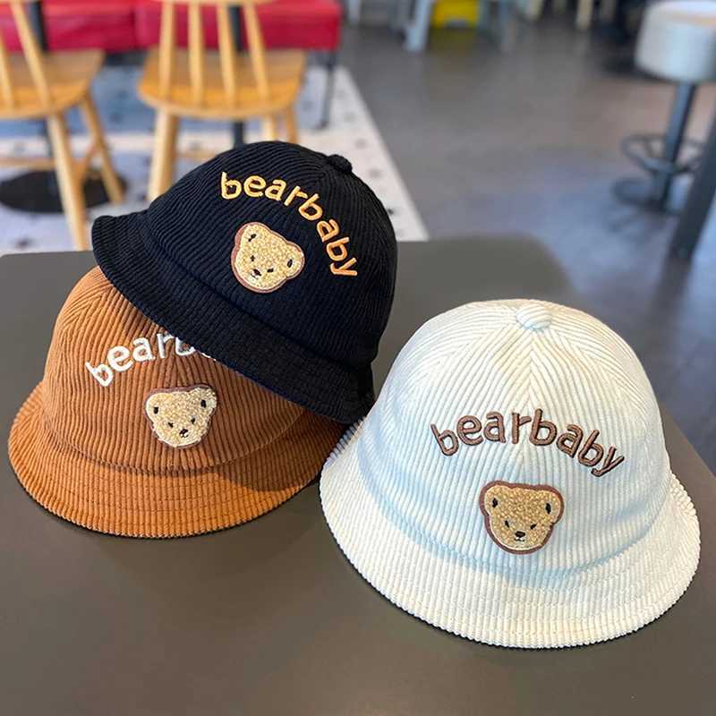 Autumn Corduroy Baby Fisherman Cap Cute Cartoon Bear Kids Basin Caps 624M Boys Girls Outdoor Sunshade Visors Toddler Bucket Hat251028