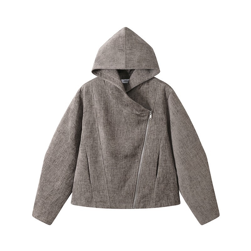 Asymmetrical Designer Jacket Zipper Design Niche Deconstructed Hooded Jacket Unisex Loose Casual Versatile Cool Coat