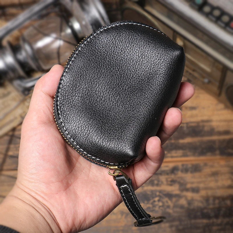 LUOKIR High Grade Real Leather Coin Purse Mens Fashion Key Bag Women Small Wallet Bank Card Bluetooth Headset Organizer 251029