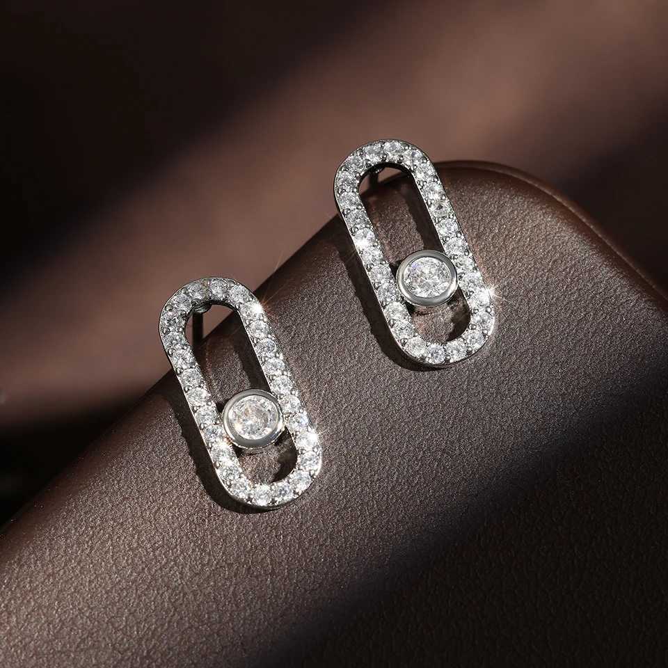 UILZ High Quality 11 Paper Clip Restoratio Stud Earrings For Women Exquisite AAA Zircon Shiny Earrings Party Jewelry Gift NEWW251029