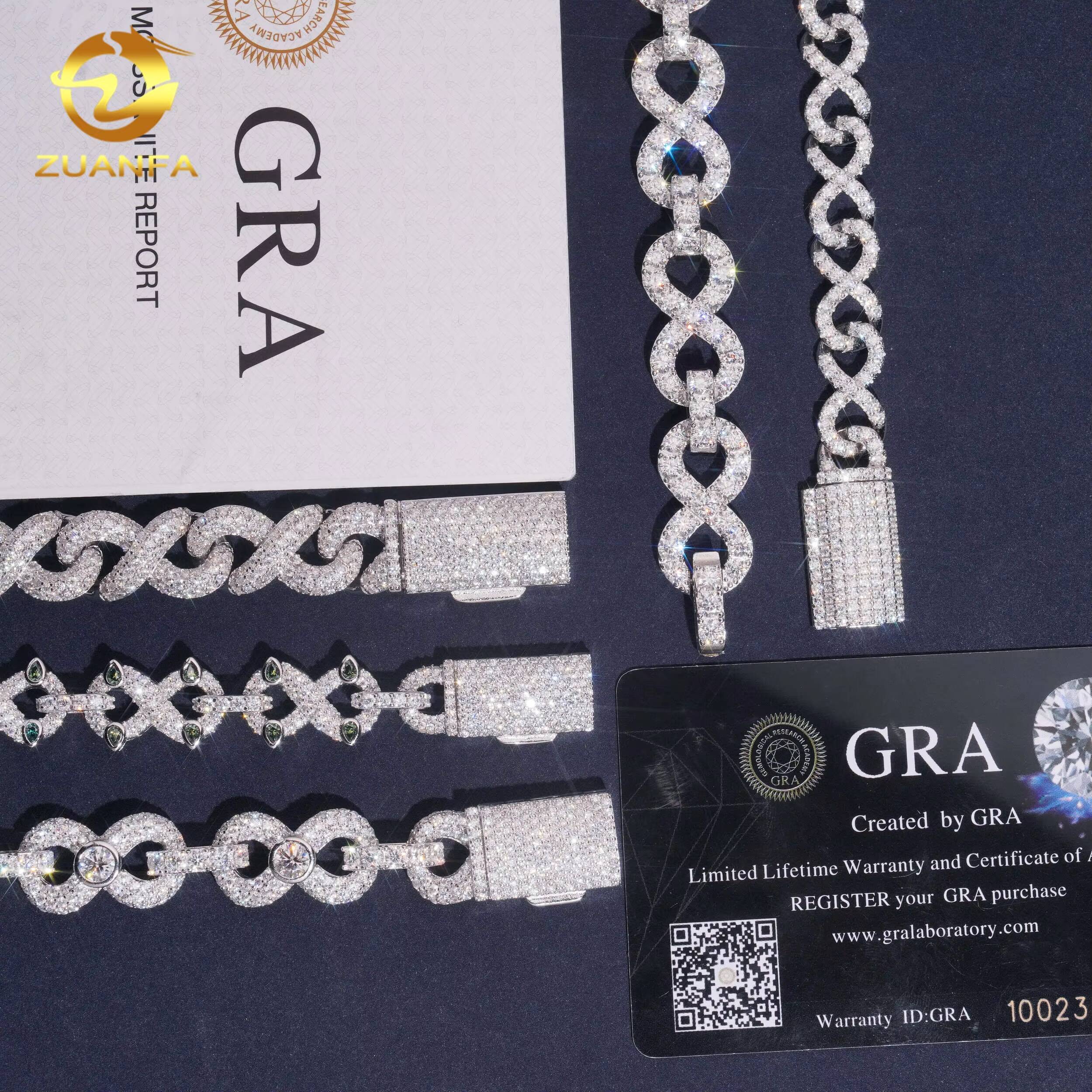 Infinity Cuban Bracelet Pass Diamond Test VVS Moissanite 925 Sterling Silver Gold Plated Iced Out Hip Hop Linked Men Bracelet