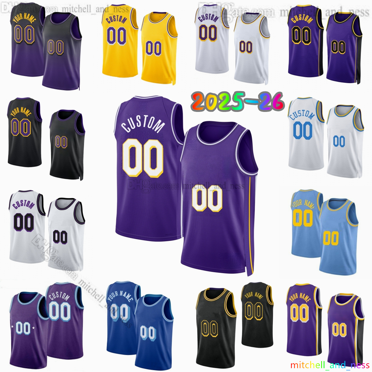 Custom 2025-26 New 23 James Printed Basketball Jersey 77 Doncic 15 Austin Reaves 5 Cam Reddish 28 Rui Hachimura 4 Knecht 36 Smart 8 Smith 12 LaRavia Jerseys Shorts