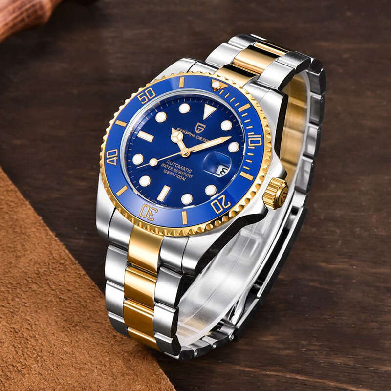 pagani design green water ghost luminous spiral crown transparent bottom mens mechanical watch pd1639