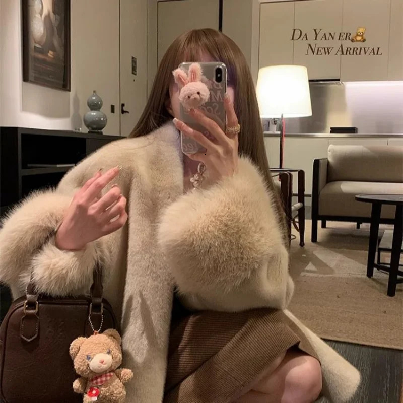 Autumn Winter Environmentally Friendly Mink Fur Coat Womens Celebrity Style Loose Version Fashion 251028