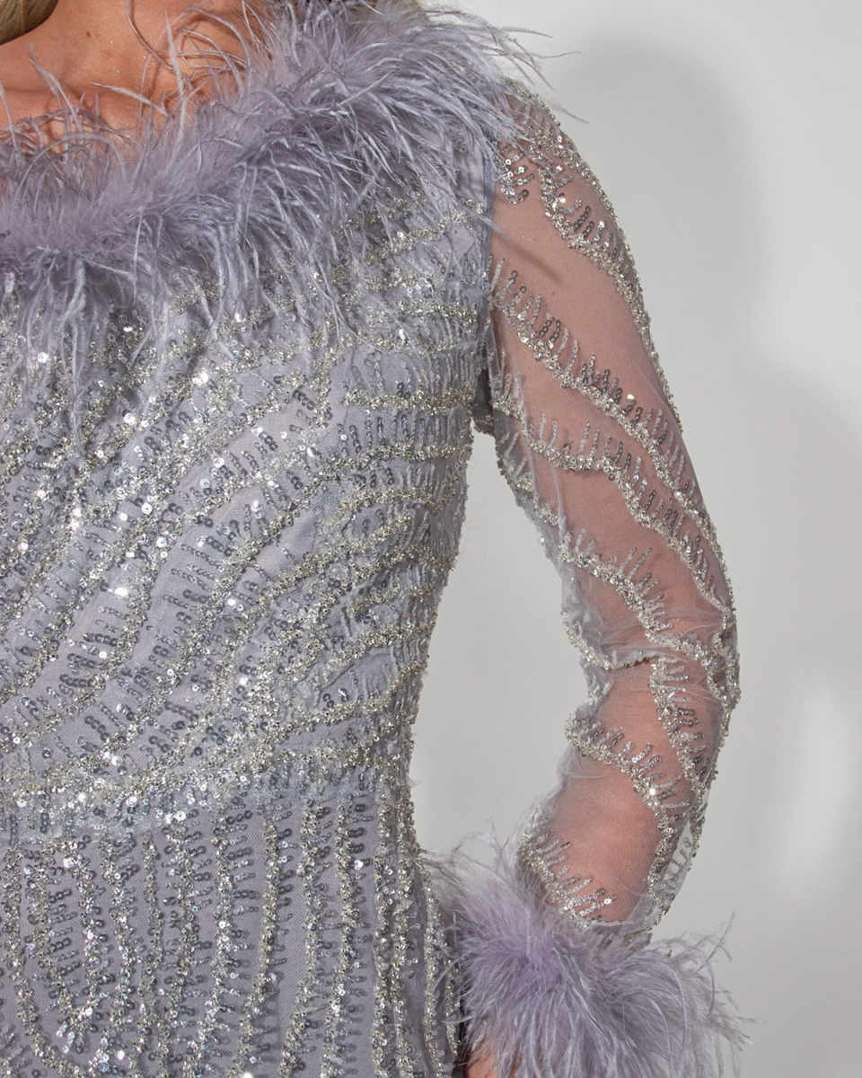 Luxury Mermaid Evening Dress One-Shoulder Long Sleeves Feather Sequined Wedding Party Gown Customized vestidos de gala