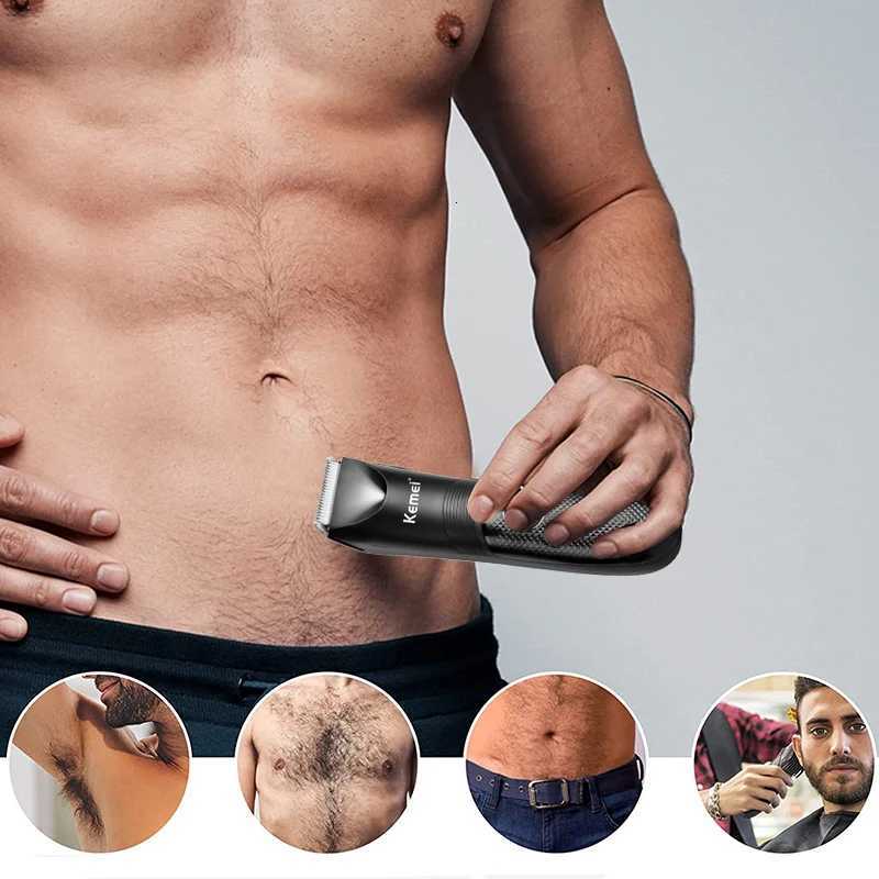 Kemei Groin Area Hair Trimmer Lawn Mower Ceramic Blade Waterproof Wet Dry Clippers Pubic Armpit Body Hair Ultimate Hygiene Razor M251029