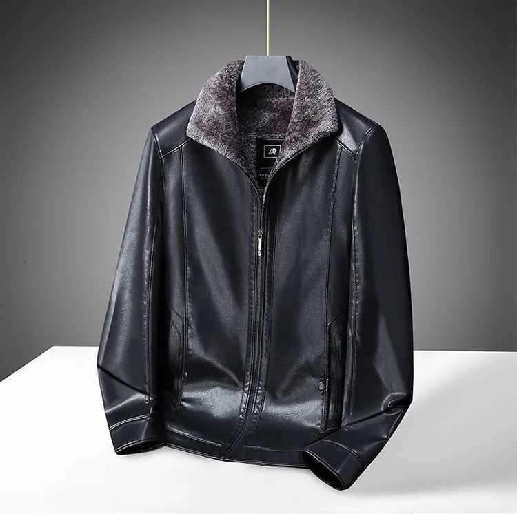 Large size mens PU leather jacket male tide winter extra large men loose man leather jacket fleece 7XL 6XL waterproof jacketT251029